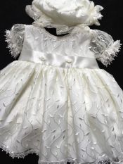 Christening Dress, Bonnet & Knickerbockers Ivory 3-6 mths